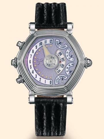 Property of a European GentlemanGrande Complication WristwatchG_rald Genta, Geneva, No. 1, Ref. GGM1, produced in a very few examples in 1996.Exceptionally fine and equally important, self-winding double-train, water-resistant gentleman's platinum wristwa