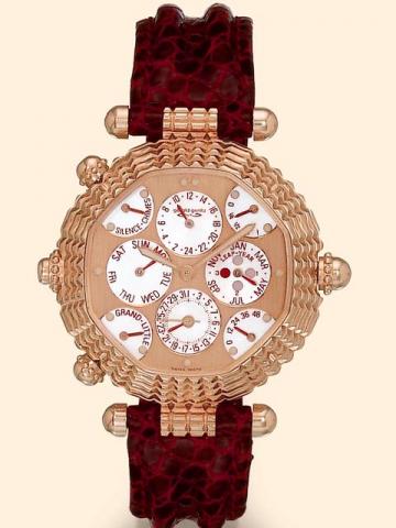 Unique and MostComplicated Wristwatch in the World G_rald Genta, Geneva, Grande Sonnerie,No. 1, Ref. G0025.7. Made in 1994, part of a series of only four examples: one in yellow gold, one in pink gold (this lot), one in white gold and one in platinum.Exce