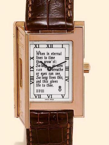 Corum Golden Book, William Shakespeare The Sonnets, No. 5/50. Produced in a limited edition of 50 examples in thee late 1990's.Very fine and rare, book-shaped, 18K pink gold gentleman's wristwatch with an 18K pink gold Corum buckle. Accompanied by a fitte