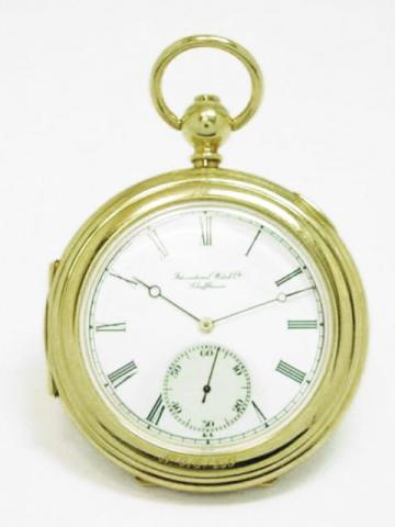 International Watch Co., Schaffhausen, case No. 076/250, Ref. 5410. Produced.circa 1980's. Fine, half hunting-cased, 18K yellow gold watch.