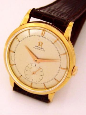 Omega, Automatic, Ref. 2617. Produced in the 1950's. Fine, self-winding, 18K pink gold gentleman's wristwatch.