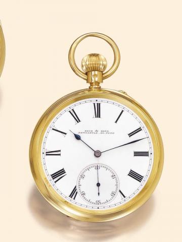 Reid Sons, by Appointment to Her Majesty and H.R.H. the Prince of Wales, Newcastle on Tyne, No. 52874, hallmarked 1893-94.Very fine 18K gold keyless pocket watch which obtained Class A Certificate at the Key Observatory Timing Contest with 73.5 points.