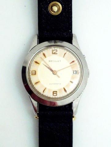 Breguet Automatic, Ref. B 558. Produced in the 1950 's..Fine and unusual center-seconds, self-winding, water-resistant stainless steel gentleman's wristwatch with date.