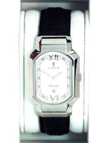 Corum Automatic, Rue de la Paix, Ref. 145.75.120. Produced in the 1990 's, sold on January 15, 2003..Fine, stylized octagonal, curved, center-seconds, self-winding, water-resistant, stainless steel gentleman's wristwatch with date,100-hour autonomy and a 
