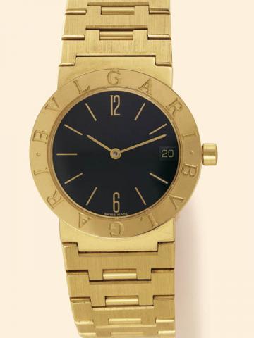 Bulgari, Ref. BB 30 GGD. Produced in the 1990's.Fine, water-resistant, 18K yellow gold gentleman's quartz wristwatch with date and an 18K yellow gold Bulgari bracelet and deployant clasp. Accompanied by one additional link.