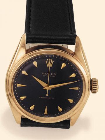 Rolex Oyster, Chronometer, Ref. 4365. Produced in the 1940's..Fine, center-seconds, water-resistant, 18K yellow gold gentleman's wristwatch. Case in 18K yellow gold
