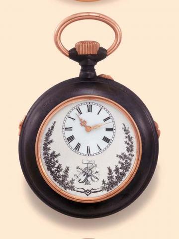 Monnier, Bienne, Swiss, No. 59658, made circa 1900. Rare, gun metal, musical watch with painted on enamel dial.