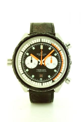 Breitling, Chrono-Matic Super Ocean, Ref. 2105, Produced circa 1969.Fine, oversized, self-winding, water-resistant, octagonal, stainless steel gentleman's wristwatch with round button chronograph, registers and date.