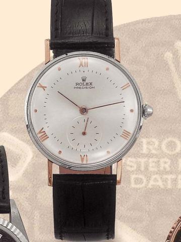 Rolex, Precision, Ref. 3923. Produced in the 1940's. Fine, stainless steel and gold gentleman's wristwatch.