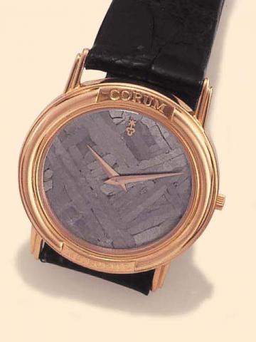 Corum, Meteorite, No. 833, Ref. 50 450 56. Produced in the 1990s.Fine and rare, water-resistant, 18K yellow gold quartz gentleman