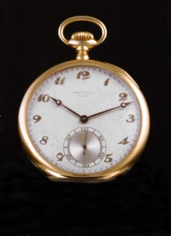 H.R. Ekegren, Geneva, No. 87678. Produced by E. Koehn, Geneva for J. E. Caldwell Co, Philadelphia circa 1920.Very fine, keyless, 18K yellow gold pocket watch.