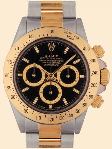 Rolex, Oyster Perpetual, Superlative Chronometer, Officially Certified, Cos-mograph Daytona, Ref. 16500. Produced in the late 1990s. Fine, self-winding, water-resistant to 100 m., stainless steel and 18K yellow gold gentleman's wristwatch with round butto