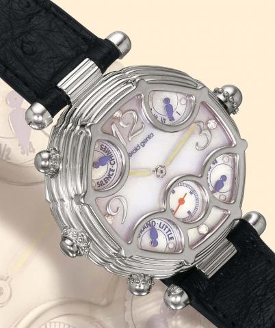 Unique and Ultra Complicated Wristwatch G_rald Genta, Geneva, Grande Sonnerie No. 1, Ref. G 0027, produced in a very few examples in 1996. Exceptionally fine and equally important, ultra-thick, double-train, self-winding, water-resistant gentleman's plati