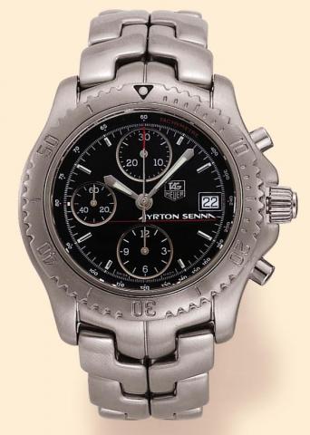 TAG Heuer, Senna ChronographNo. 1318/1991. Produced in a limited edition in the 1990s to commemorate the three World Championships of Formula One race car driver Ayrton Senna. Fine, self-winding, water-resistant, stainless steel gentleman's wristwatch wit
