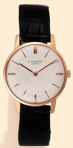 Patek Philippe Cie, Gen?ve, No. 789342, case No. 2622417, Ref. 2599. Produced circa 1965. Fine flat, 18K pink gold gentleman's wristwatch with an 18K pink gold Patek Philippe buckle.