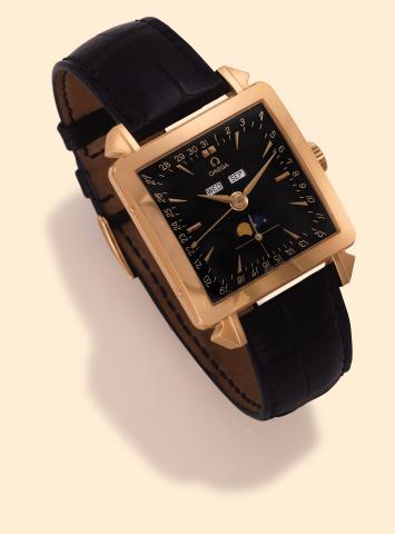 Omega, The Omega Museum Collection, Cosmic, Collector's Series Number Two, No. 767/1951, Ref. 1951. Produced in the late 1990s. Fine, carr_ galb_, astronomic, 18K pink gold gentleman's wristwatch with triple date calendar, moon phases and an 18K pink gold