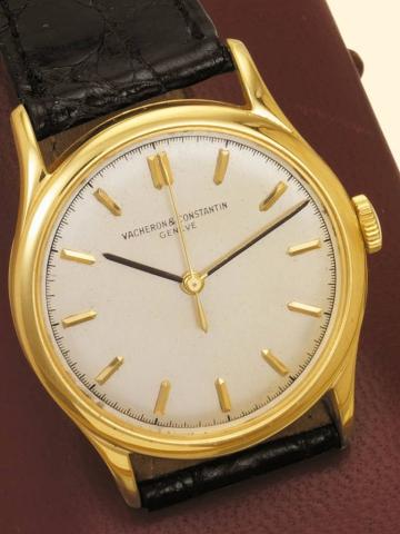 Vacheron Constantin, Geneve, No. 491856, case No. 328801, Ref. 4127. Produced circa 1949. Fine, center seconds, 18K yellow gold gentleman's wristwatch. Accompanied by a fitted box and certificate.