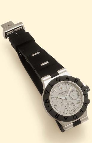 Bulgari, Platinum Chronograph, Automatic, Chronometer Officially Certified, No. 41/99, Ref. AC 38 P. Produced in a limited edition of 99 examples in the 1990s. Fine and rare, water-resistant, platinum and titanium gentleman's wristwatch with date, square 