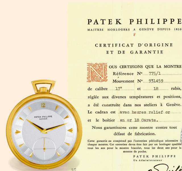 THE ESTIMATE FOR THIS LOT WAS CHANGED AT THE TIME OF THE AUCTION. Patek Philippe Cie, Gen