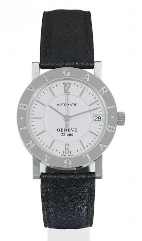 Bulgari, Automatic, No. 026/500, Ref..BB 33 SL. Made in a limited edition of 500.examples to celebrate the 25th anniversary.of the Geneva Bulgari store in 1999..Fine, center-seconds, water-resistant, stainless steel gentleman's.wristwatch with date and a 