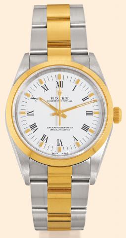 Ref. 14203 Oyster Perpetual.Rolex, Oyster Perpetual, Superlative.Chronometer Officially Certified, Ref..14203. Made circa 2000..Fine, tonneau shaped, center-seconds, self-winding, waterresistant.stainless steel and gold gentleman