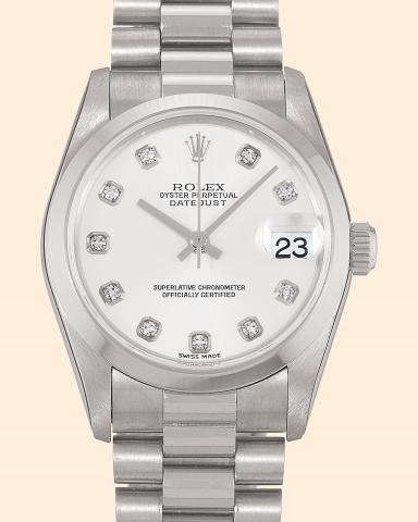 Ref. 78246 Platinum DateJust.Rolex, Oyster Perpetual, DateJust, Superlative.Chronometer Officially Certified.Ref. 78246. Made circa 2000..Very fine and rare, tonneau-shaped, center-seconds, selfwinding.water-resistant, platinum and diamond lady