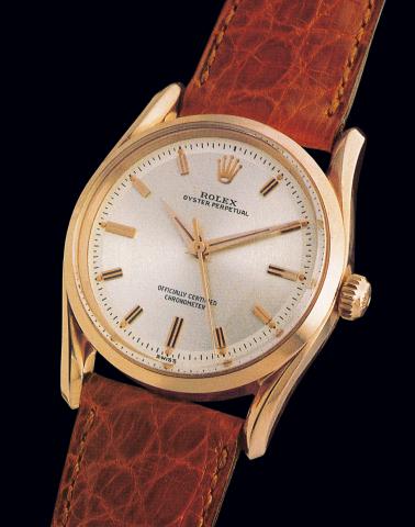 Ref. 6590.So-Called.Bombay.Rolex, Oyster Perpetual, Superlative.Chronometer, Officially Certified.Ref. 6590. Case No. 196706..Made in 1956..Fine and rare, center-seconds, selfwinding.water-resistant, 18K pink.gold gentleman