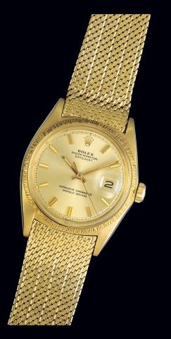 Ref. 1607 Yellow Gold Datejust.Rolex,Oyster Perpetual, Datejust.Superlative Chronometer Officially Certified.Ref.1607/1601. Case No 2909347. Made in 1972..Fine, tonneau-shaped, center seconds, self-winding, waterresistant.18K yellow gold gentleman's wrist