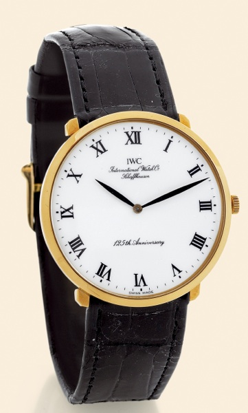 Portofino.International Watch Co., Schaffhausen.Portofino - 125th Anniversary, No. 056/.125, Ref. 2411. Made in a limited edition of 125 examples in.1993 to commemorate the 125th Anniversary of the.International Watch Co..Very fine and elegant, thin, 18K 
