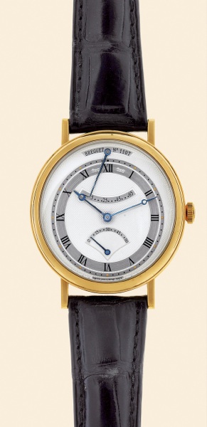 Classique.Breguet, Classique, Automatic.Ref. 5207. Made circa 2003..Very fine, self-winding, water-resistant to 30 meters.18K yellow gold gentleman's wristwatch with 60-hour.power-reserve, retrograde seconds and an 18K yellow.gold Breguet deployant clasp.