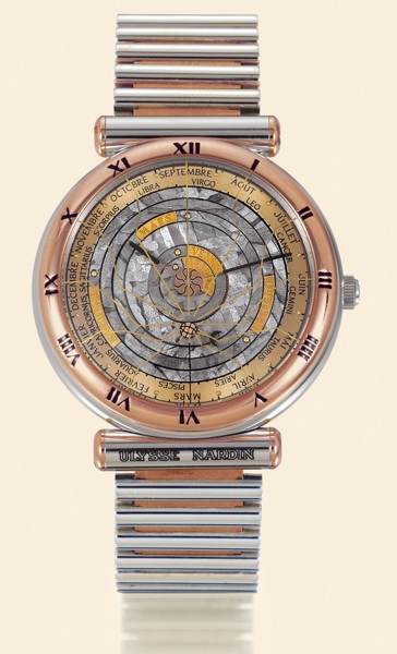 Planetarium Copernicus.Ulysse Nardin, Le Locle, Suisse, Planetarium.Copernicus, No. 17/65, Ref. 800-22..Made in limited edition of 65 examples in 1989..Very fine and unusual, astronomic, self-winding, water-resistant.18K pink and white gold gentleman's wr