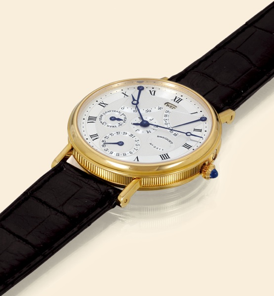 Equation of Time No. 1.Breguet, Equation of Time, Perpetual Calendar, Automatic.No. 01, Ref 3311. Made in 1993..Very fine and rare, self-winding, 18K yellow gold gentleman's wristwatch with equation.of time, perpetual calendar, 45-hour power-reserve and a