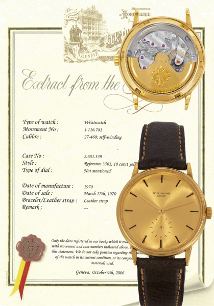 Yellow Gold Ref. 3561.Patek Philippe Cie, Gen