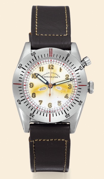 Ref. 3346, Zerograph.Rolex, Oyster, Zerograph, case No. 146271, Ref. 3346. Made in the 1930s..Very fine and important, center seconds gentleman`s wristwatch with push-button.fly-back chronograph.