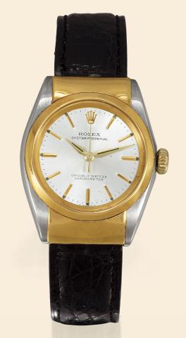 Ref. 6064, Steel Yellow Gold.So-Called Rigid Hooded.Rolex, Oyster Perpetual, Officially Certified.Chronometer, Ref. 6064, Super Oyster Crown. Made in the.1950s..Fine, centre seconds, self-winding, water-resistant, stainless.steel and yellow gold gentlem