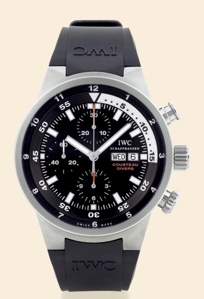 Cousteau Divers.International Watch Co..Schaffhausen, Aquatimer.- Chronograph Cousteau Divers.No. 0608/2500, Ref. IW378201. Made in.a limited edition of 2500 pieces in 2005..Fine, center seconds, self-winding.water-resistant, stainless steel gentleman's.w