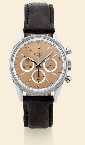 Carrera.Heuer, Carrera -.Chronograph, Ref..CS 3112. Made circa 2000..Fine, water-resistant, stainless steel.gentleman's wristwatch with round.button chronograph, registers and a.stainless steel Heuer buckle. Accompanied.by a certificate.