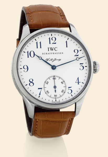 Portuguese - F. A. Jones.International Watch Co., Schaffhausen, Portuguese.- F. A. Jones, No. 1517/3000, Ref. 5442..Made in a limited edition of 3000 pieces circa 2005..Very fine, large, water-resistant, stainless steel gentleman's.wristwatch with a stain