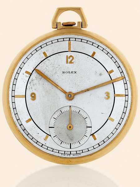 Two-Tone Dial - Class A Certificate.Rolex, Ref. 2552. Made circa 1940..Fine and rare, keyless, 18K yellow gold pocket chronometer.