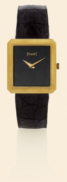 Piaget, case No. 526890.Ref. 8154. Made in the.1980s..Fine and elegant, rectangular, thin.18K yellow gold mid-size quartz wristwatch.with an 18K yellow gold Piaget.buckle..To be sold without reserve