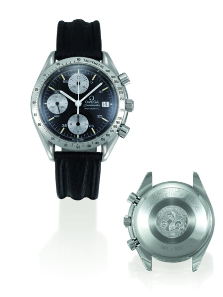 ALBERTVILLE 1992 WINTER OLYMPICS.Omega, Speedmaster, Automatic, Ref. ST. 175.0043, No. 041 of a limited edition of 500.examples made for the French market in 1992 to commemorate the Albertville Winter.Olympics..Fine and rare, asymmetric, self-winding, wat