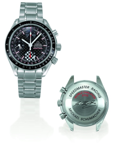 MICHAEL SCHUMACHER WORLD CHAMPION 2002.Omega, Speedmaster, Automatic, Racing, No. 58431891, Ref. SU 175.0087, sold on June.16, 2003. Example no. 4389 of a limited edition of 5555 examples to commemorate Michael.Schumacher