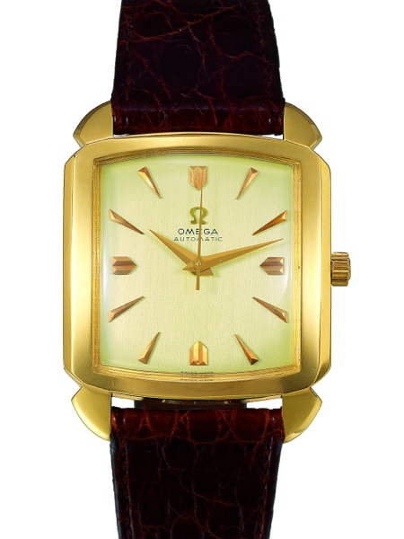 ANTI-MAGNETIC CARRE.Omega, No. 16397609, case No. 334597, Ref. OT 3987. Sold on March 14, 1961..Very fine, square, center seconds, self-winding, anti-magnetic, 18K yellow gold wristwatch.with Omega buckle. This watch is sold with a box, Certificate of Aut
