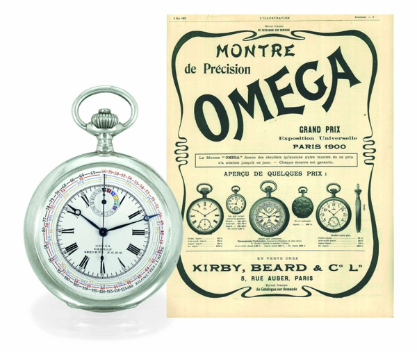 CHRONOTACHYMETRE.Omega, Bienne, No. 2989809, case No. 3964743, Ref. CH 543.19. Made circa 1903..Fine and rare silver keyless pocket watch with chronograph, 15-minute register and.Omega