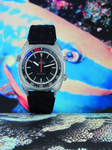 CHRONOSTOP YACHT TIMER Omega, Seamaster, Chronostop, No. 28098571, Ref. ST 145.008. Sold on.October 27, 1969..Fine and unusual, tonneau-shaped, water-resistant, stainless steel diver