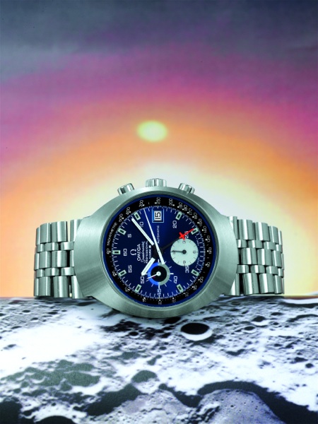 MARK III DEEP BLUE Omega Speedmaster Professional Mark III, Automatic, No. 34246228, Ref. ST 176.0002. Sold on.November 13, 1972..Fine and rare, large, self-winding, water-resistant, tonneau-shaped, stainless steel gentleman