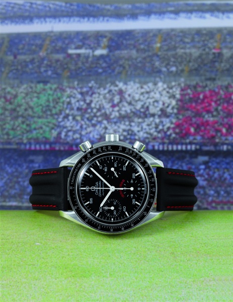 AC MILAN Omega, Speedmaster, Automatic, No. 1248/1999, movement No. 56736454.Ref. SU 175.0039. Sold on January 19, 2000. Made in a limited edition of 1999 examples.in 1999 to commemorate the 100th anniversary of AC Milan..Fine, asymmetric, self-winding, w