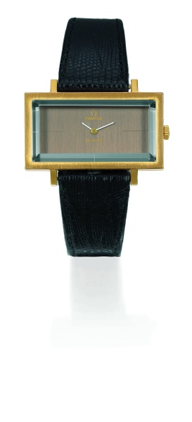 EMERAUDE Omega, De Ville, No. 33439572, Ref. MD 511.0383. Sold on January 25, 1973..Fine, rectangular, gold-plated stainless steel lady`s wristwatch with Omega buckle..This watch is sold with a box, Certificate of Authenticity, and a 2-year Omega.guarante