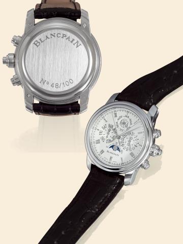 Split Seconds Perpetual.Blancpain, Chronographe Rattrapante - Perpetual Calendar, No. 48/100, Ref. 4286P..Made in a limited edition of only 100 examples in 2003..Extremely fine, rare and important, large, astronomic, self-winding, platinum gentleman's wri
