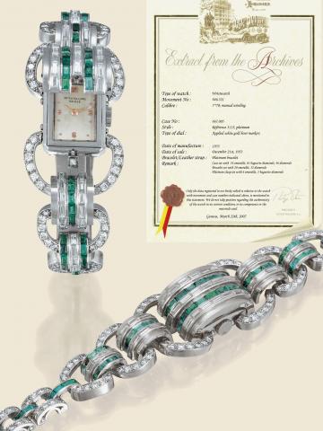 Ref. 3115 Diamond and Emerald Bracelet Watch.Patek Philippe, Gen